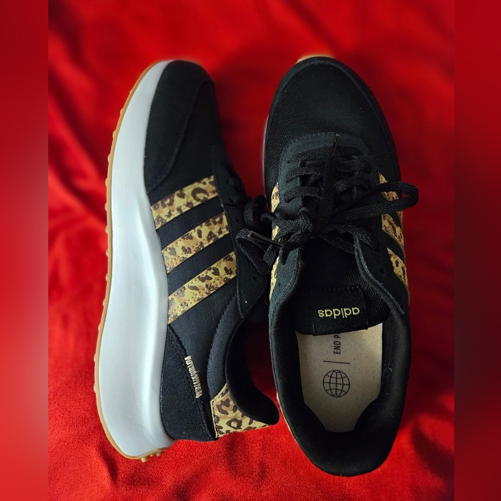 New Adidas Women's Run 70s Sneakers, Black/Animal Print
